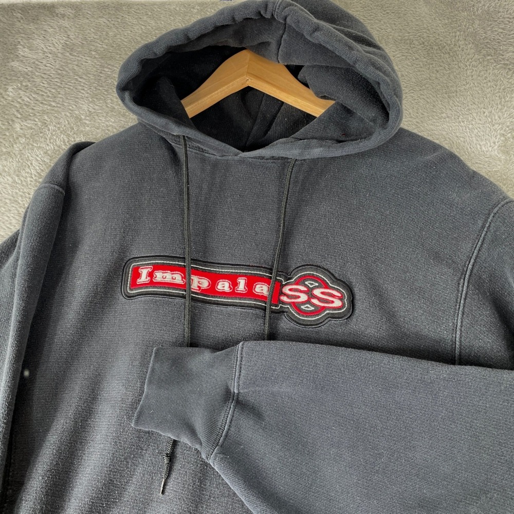 Vintage Chevrolet Impala SS Hoodie Mens Small Black Y2K Steve & Barrys Racing